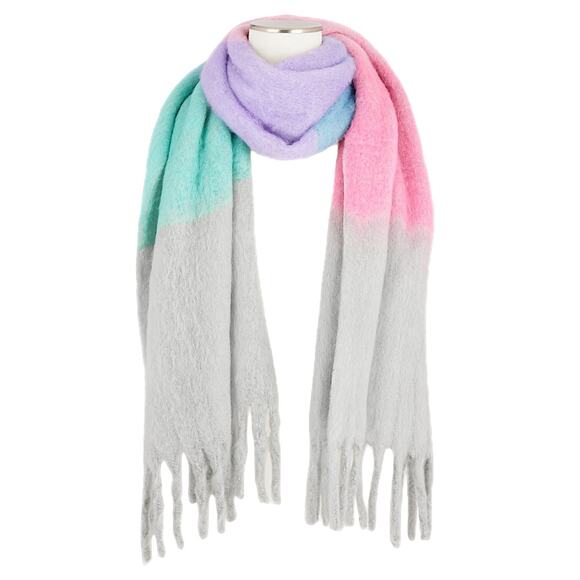 Talbots Colorblock Luxe Oversized Blanket Scarf Multi Color Pastel - Picture 3 of 10